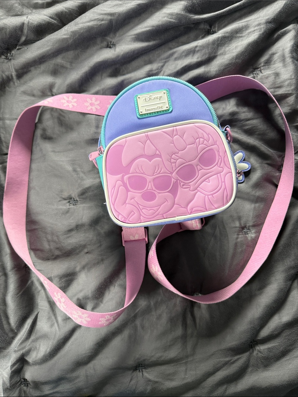 Loungefly Pink, Purple & Teal Minnie & Daisy Mini Convertible Backpack